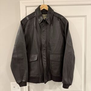 Vintage LL BEAN Goatskin Leather A2 Bomber Jacket Mens XL Tall Brown Flight Coat